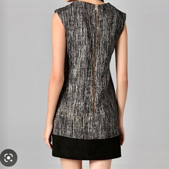 Milly sleeveless wool blend mini dress with suede hem - Picture 3 of 15